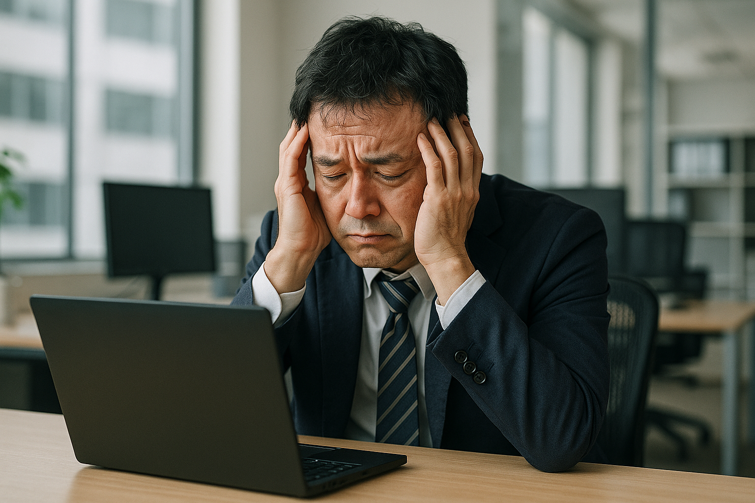 DX推進に悩むビジネスマン