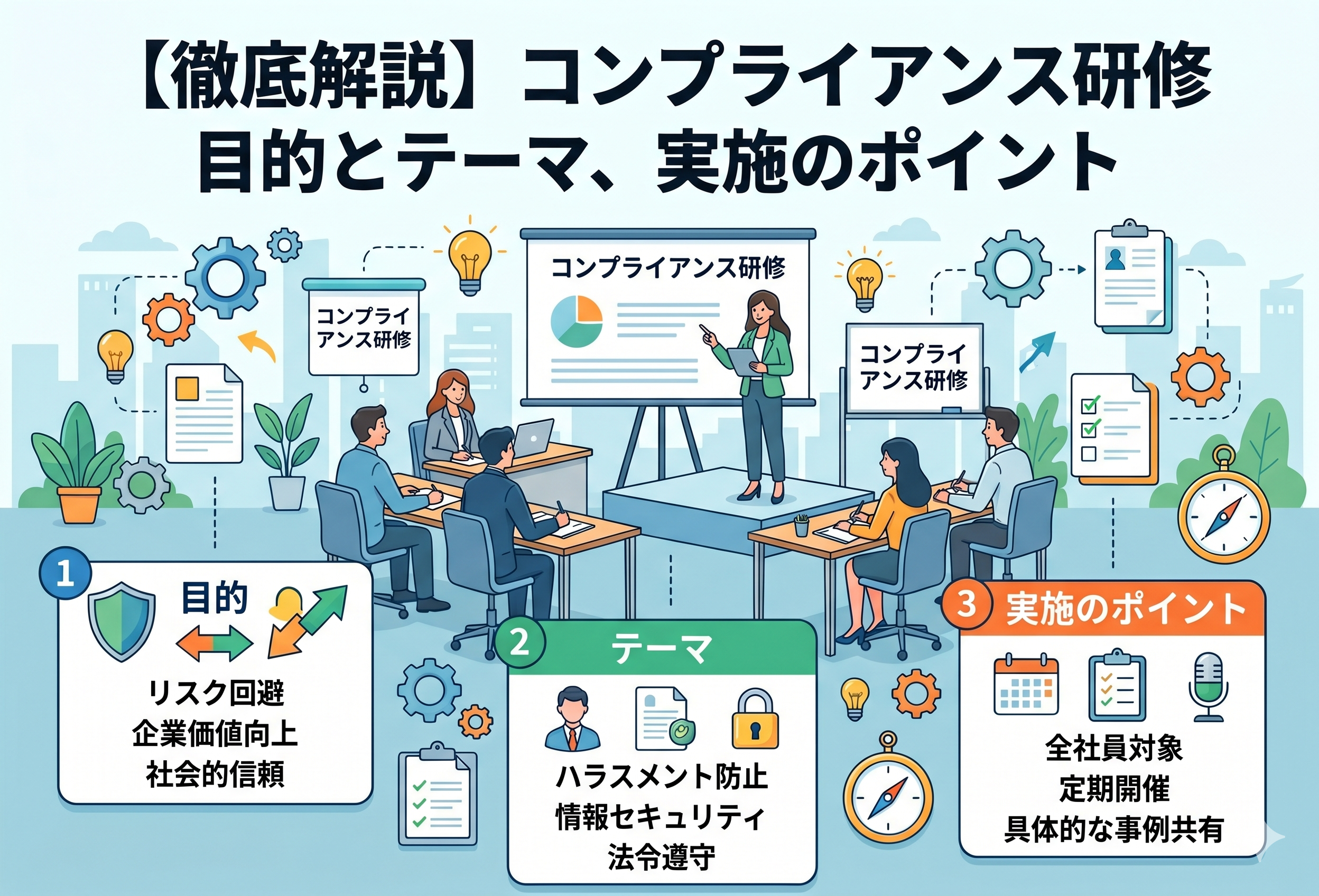 コンプライアンス研修とは？目的とテーマ、実施のポイントを徹底解説